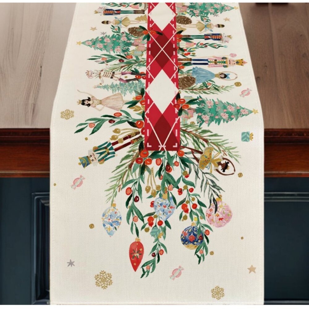 Nutcracker Table Runner Christmas Decor Holiday Decoration 72" Decorative Cloth